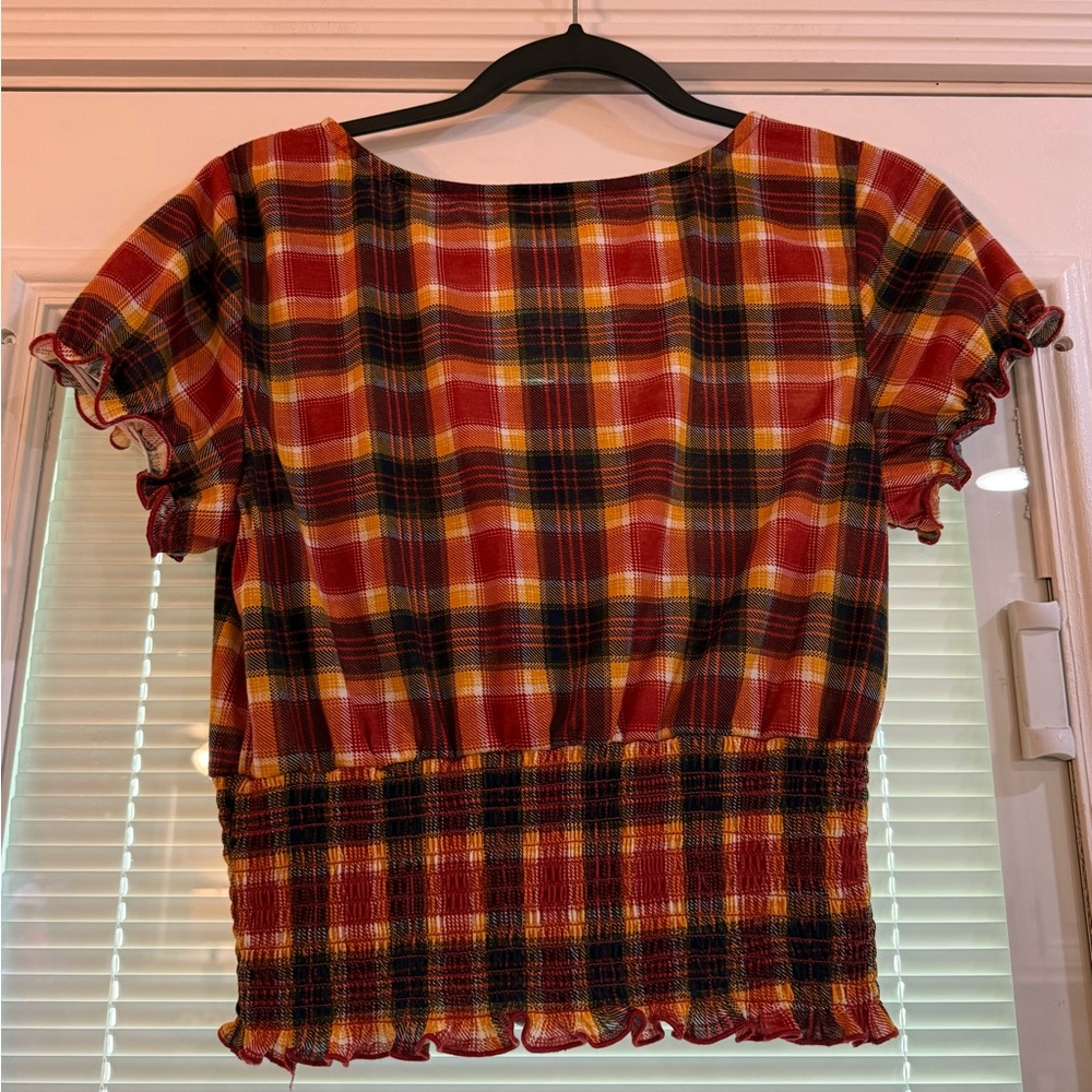 Wishful Park Multicolor Plaid Top Blouse Size Medium - Picture 3 of 7